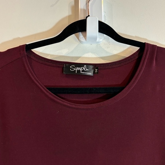 SYMPLI Sz 14 Colour Block Jersey Knit Slinky Slouchy Pocket Boat Neckline Tunic - Picture 3 of 7